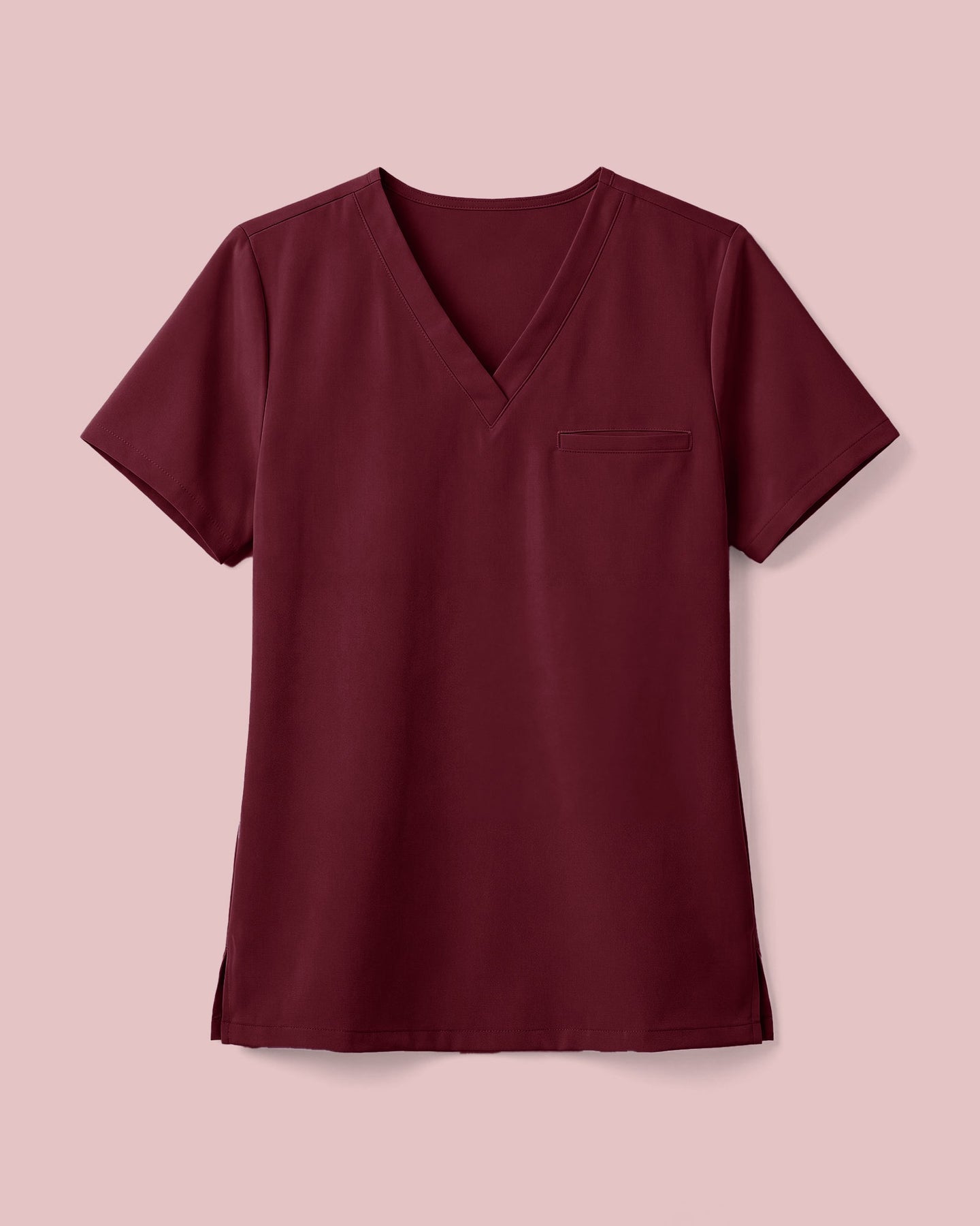 Women's One-Pocket V-neck Scrub Top Burgundy - Scrubloop