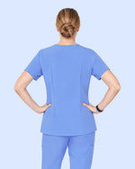 Women's One-Pocket V-neck Scrub Top Ceil Blue - Scrubloop