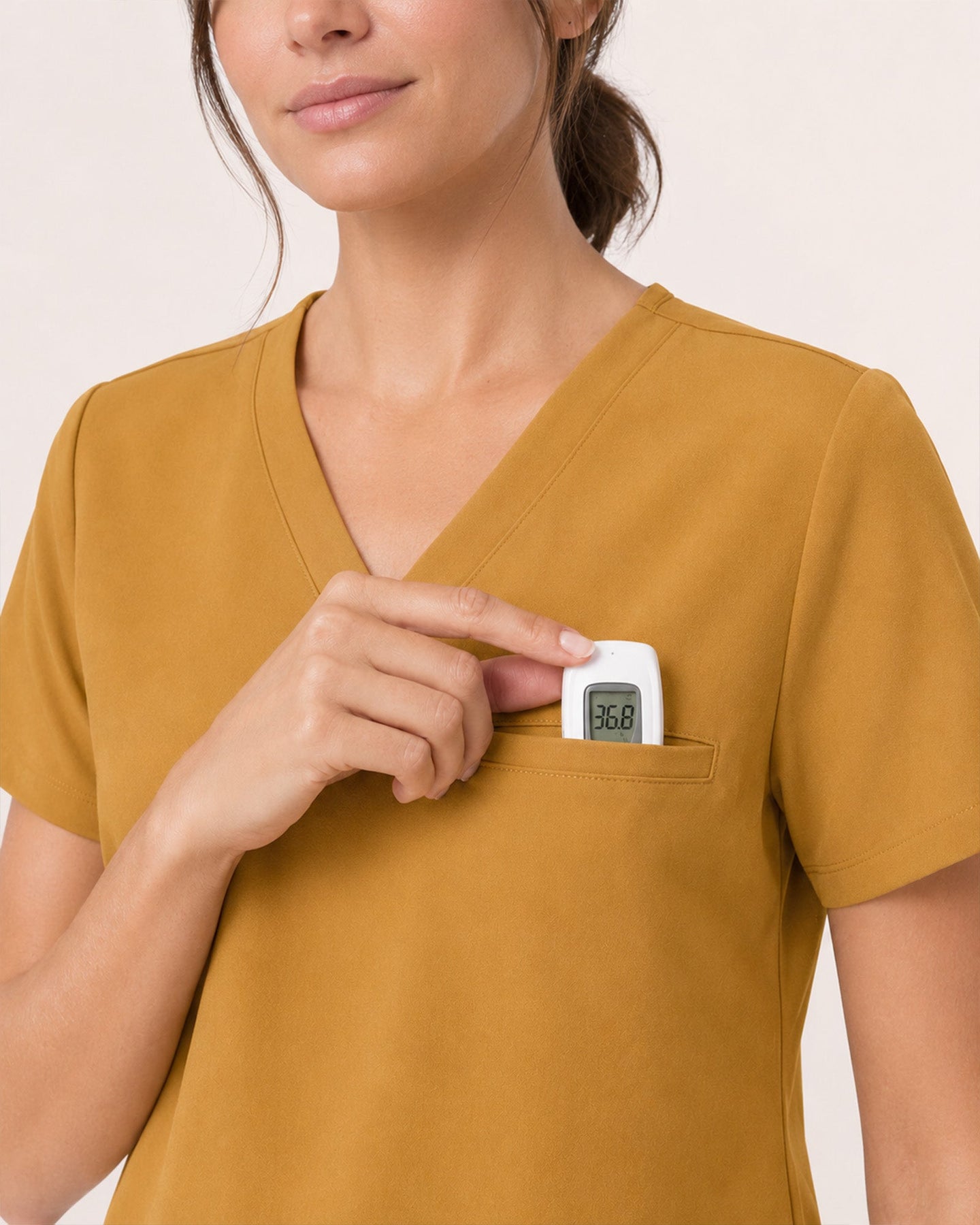 Women's One-Pocket V-neck Scrub Top Cider - Scrubloop