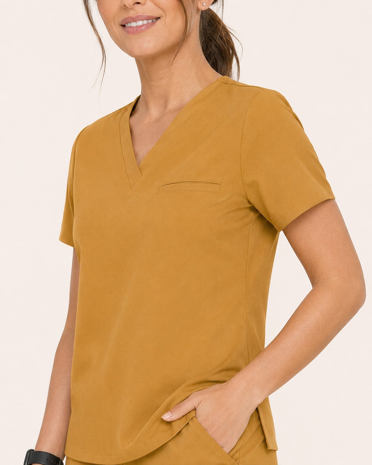 Women's One-Pocket V-neck Scrub Top Cider - Scrubloop
