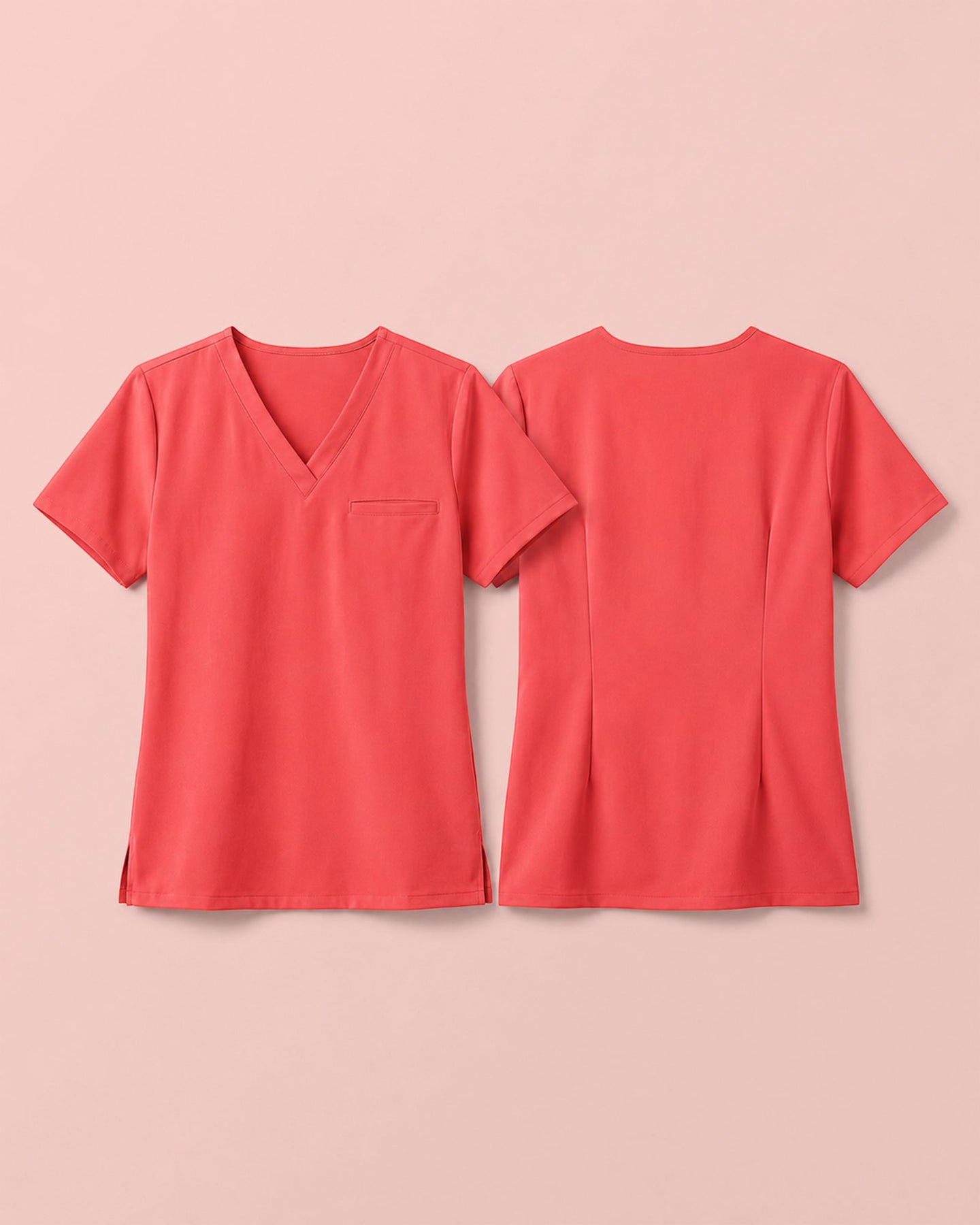 Women's One-Pocket V-neck Scrub Top Coral - Scrubloop