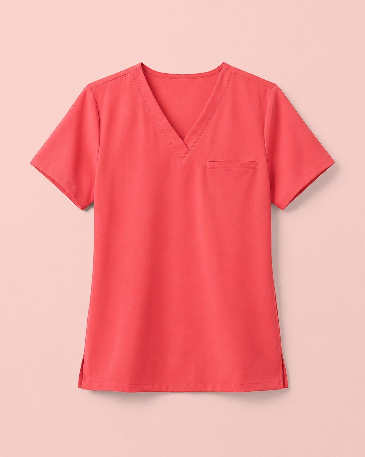 Women's One-Pocket V-neck Scrub Top Coral - Scrubloop