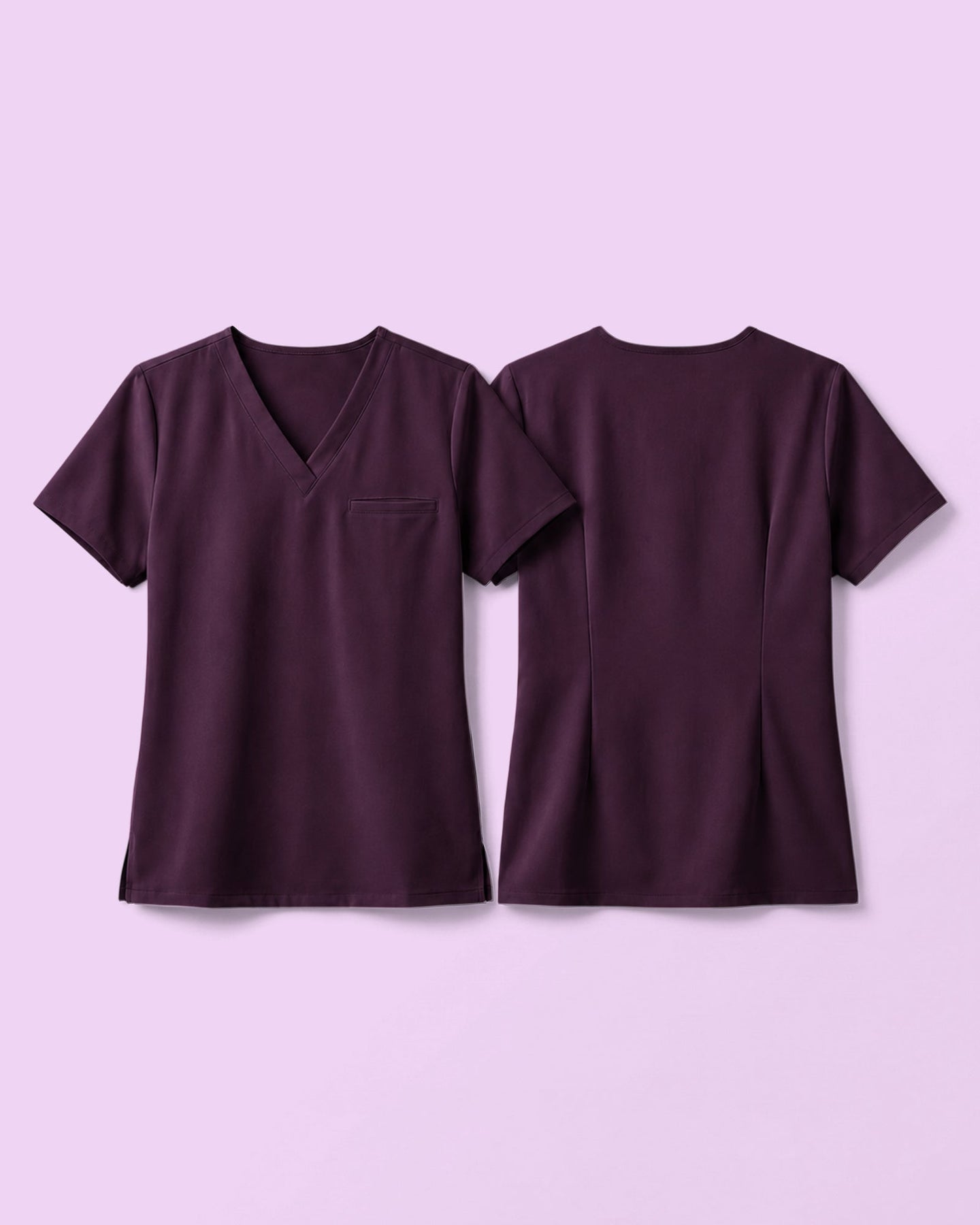 Women's One-Pocket V-neck Scrub Top Deep Eggplant - Scrubloop