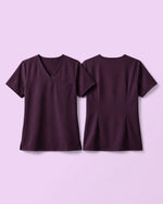 Women's One-Pocket V-neck Scrub Top Deep Eggplant - Scrubloop