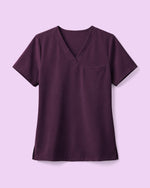 Women's One-Pocket V-neck Scrub Top Deep Eggplant - Scrubloop