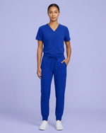 Women's One-Pocket V-neck Scrub Top Galaxy Blue - Scrubloop