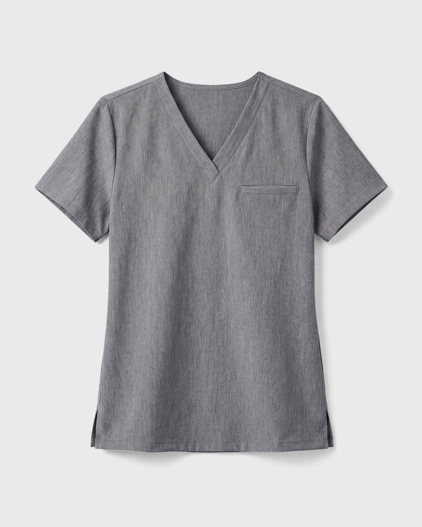 Women's One-Pocket V-neck Scrub Top Heather Gray - Scrubloop