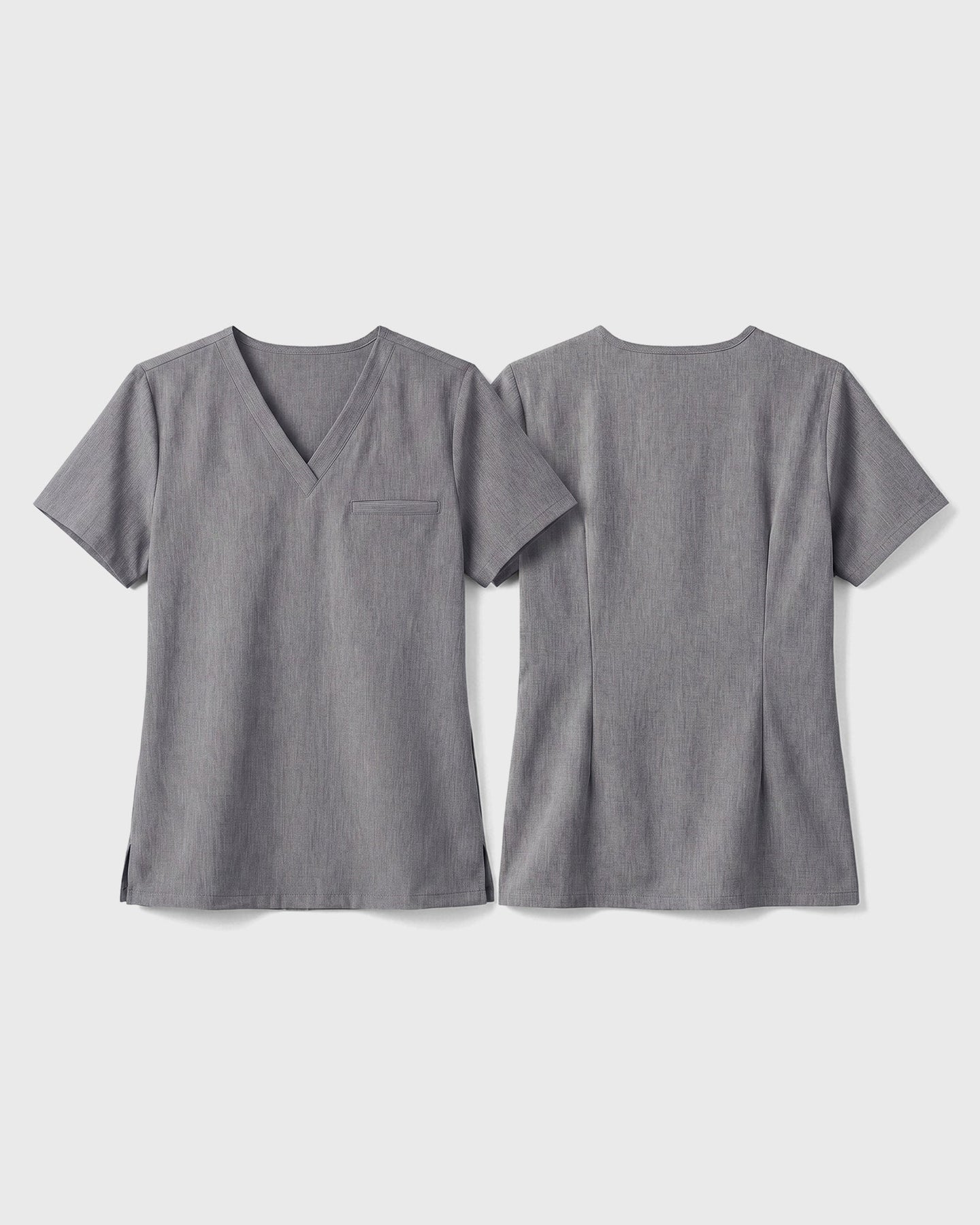 Women's One-Pocket V-neck Scrub Top Heather Gray - Scrubloop