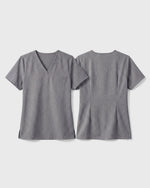 Women's One-Pocket V-neck Scrub Top Heather Gray - Scrubloop