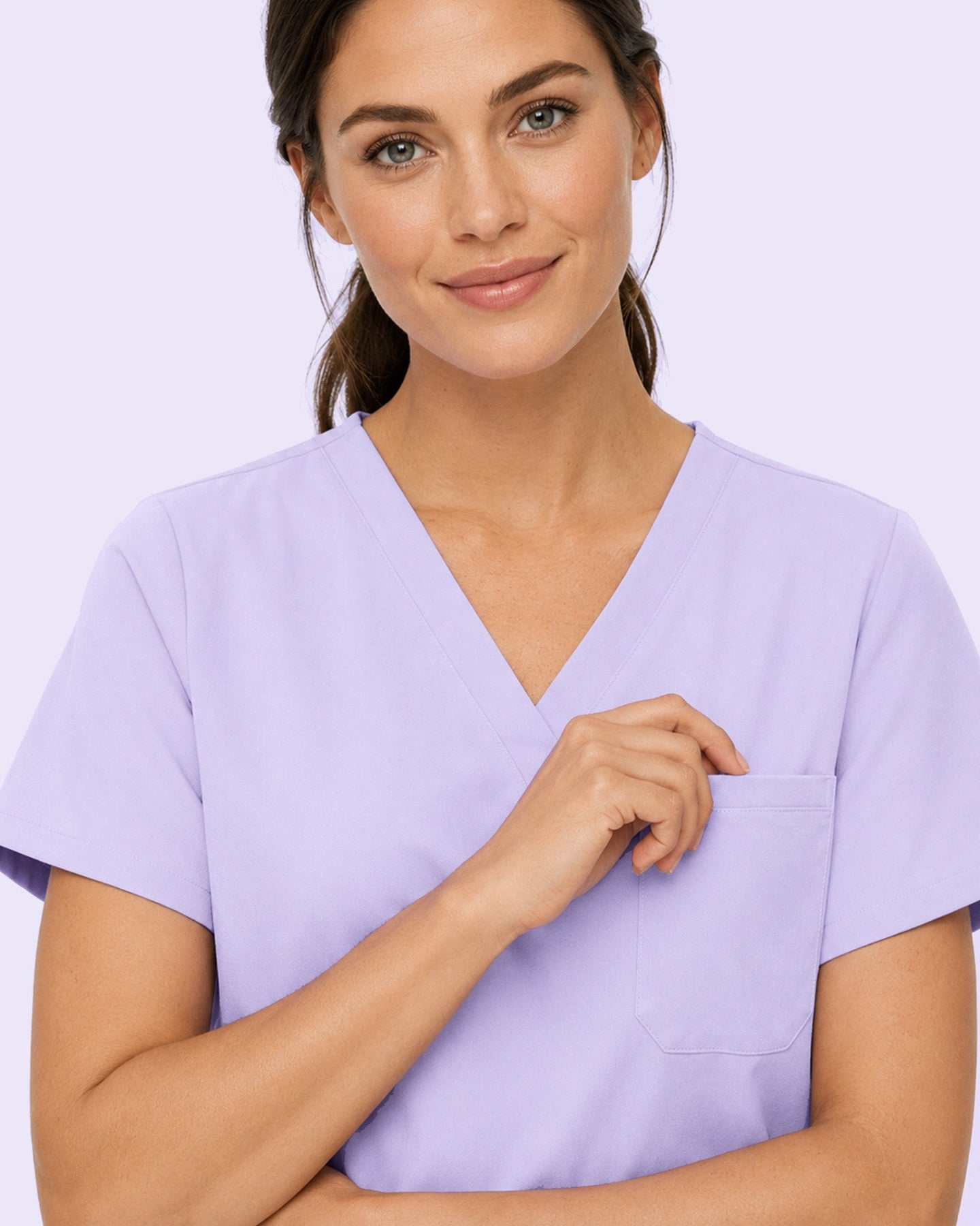Women's One-Pocket V-neck Scrub Top Lavender - Scrubloop