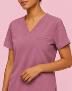 Women's One-Pocket V-neck Scrub Top Mauve - Scrubloop