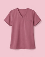 Women's One-Pocket V-neck Scrub Top Mauve - Scrubloop