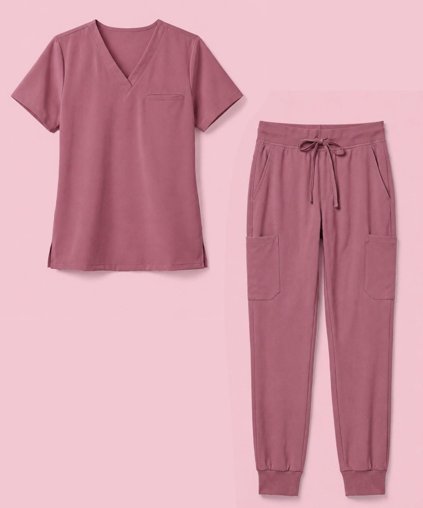 Women's One-Pocket V-neck Scrub Top Mauve - Scrubloop