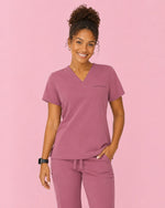 Women's One-Pocket V-neck Scrub Top Mauve - Scrubloop
