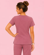 Women's One-Pocket V-neck Scrub Top Mauve - Scrubloop