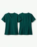 Women's One-Pocket V-neck Scrub Top Midnight Green - Scrubloop