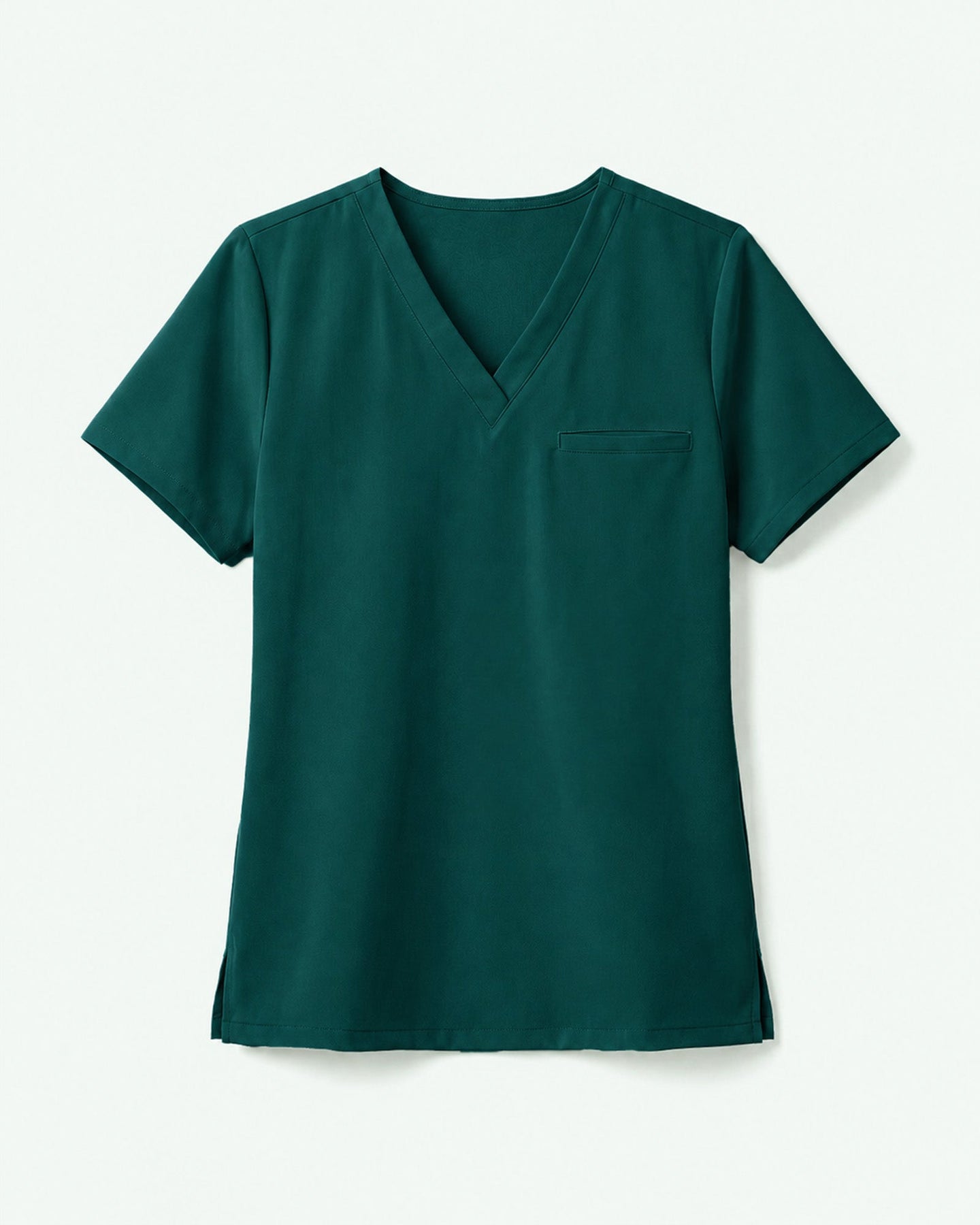 Women's One-Pocket V-neck Scrub Top Midnight Green - Scrubloop