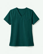 Women's One-Pocket V-neck Scrub Top Midnight Green - Scrubloop