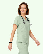 Women's One-Pocket V-neck Scrub Top Mint - Scrubloop