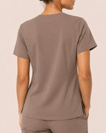 Women's One-Pocket V-neck Scrub Top Mocha - Scrubloop