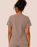 Women's One-Pocket V-neck Scrub Top Mocha - Scrubloop