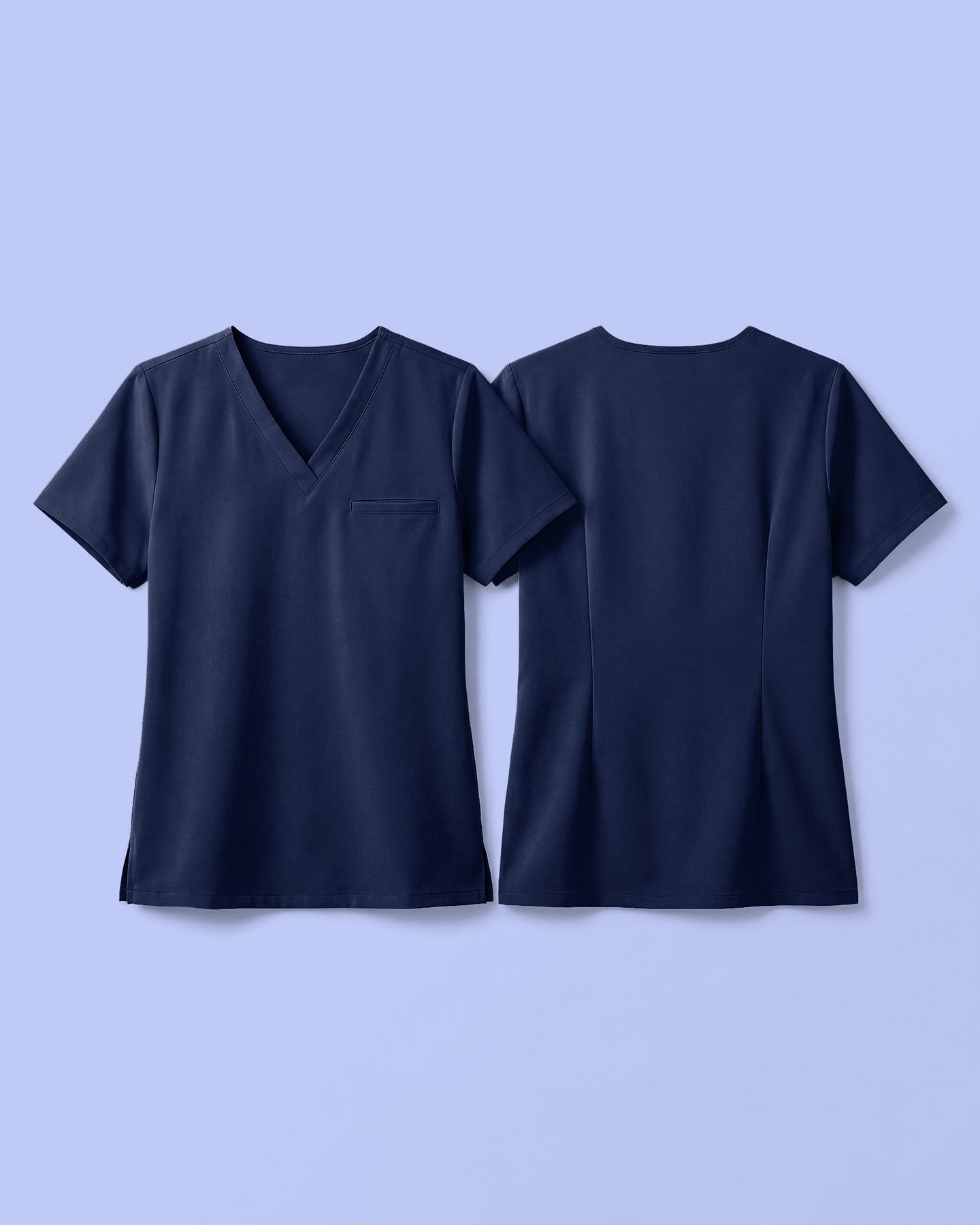 Women's One-Pocket V-neck Scrub Top Navy - Scrubloop