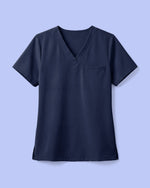 Women's One-Pocket V-neck Scrub Top Navy - Scrubloop