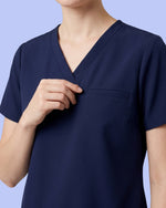 Women's One-Pocket V-neck Scrub Top Navy - Scrubloop