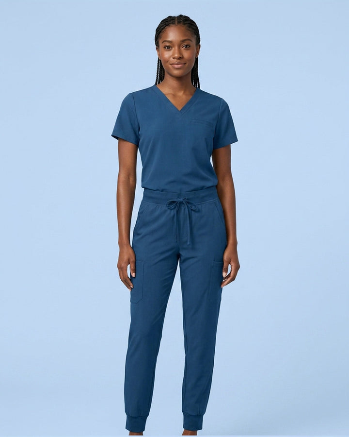 Women's One-Pocket V-neck Scrub Top Ocean