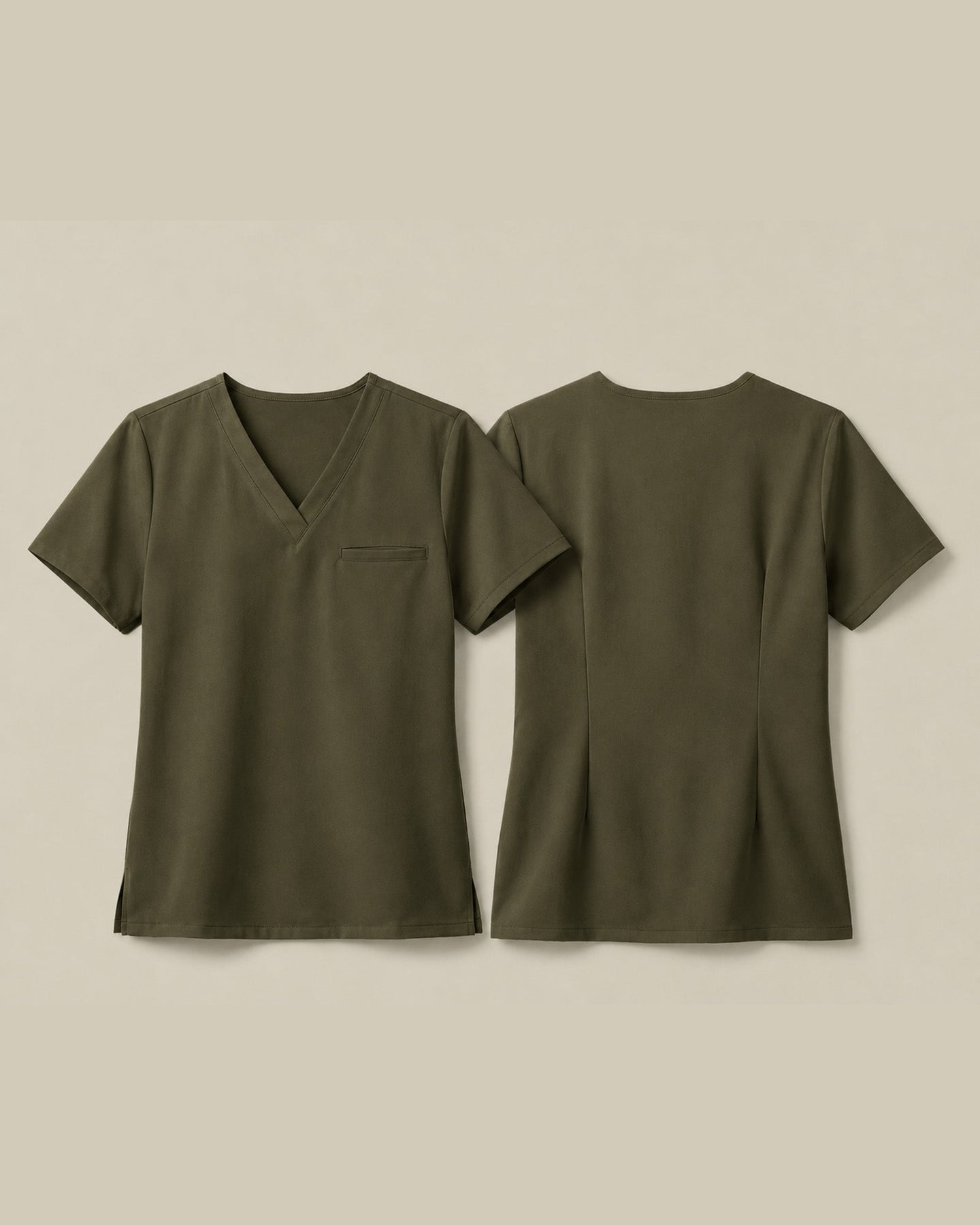 Women's One-Pocket V-neck Scrub Top Olive - Scrubloop