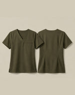Women's One-Pocket V-neck Scrub Top Olive - Scrubloop