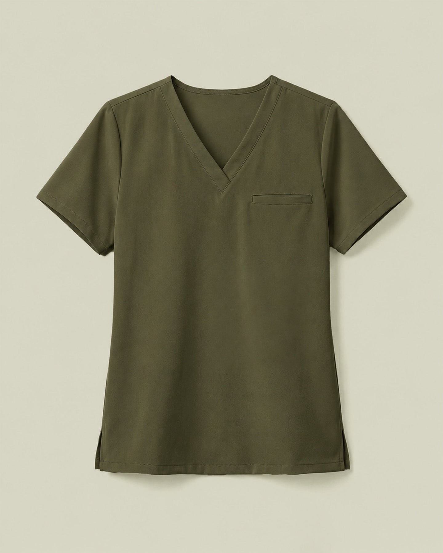 Women's One-Pocket V-neck Scrub Top Olive - Scrubloop
