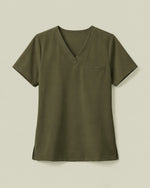 Women's One-Pocket V-neck Scrub Top Olive - Scrubloop