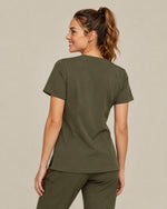 Women's One-Pocket V-neck Scrub Top Olive - Scrubloop