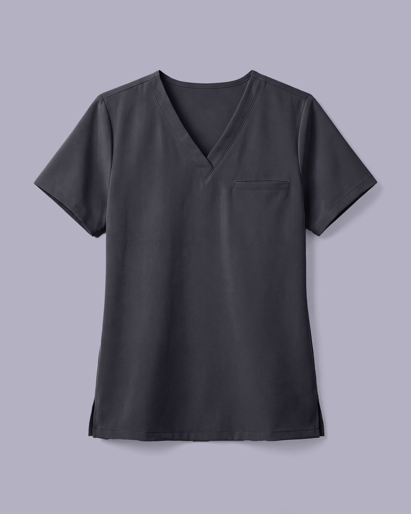 Women's One-Pocket V-neck Scrub Top Pewter - Scrubloop