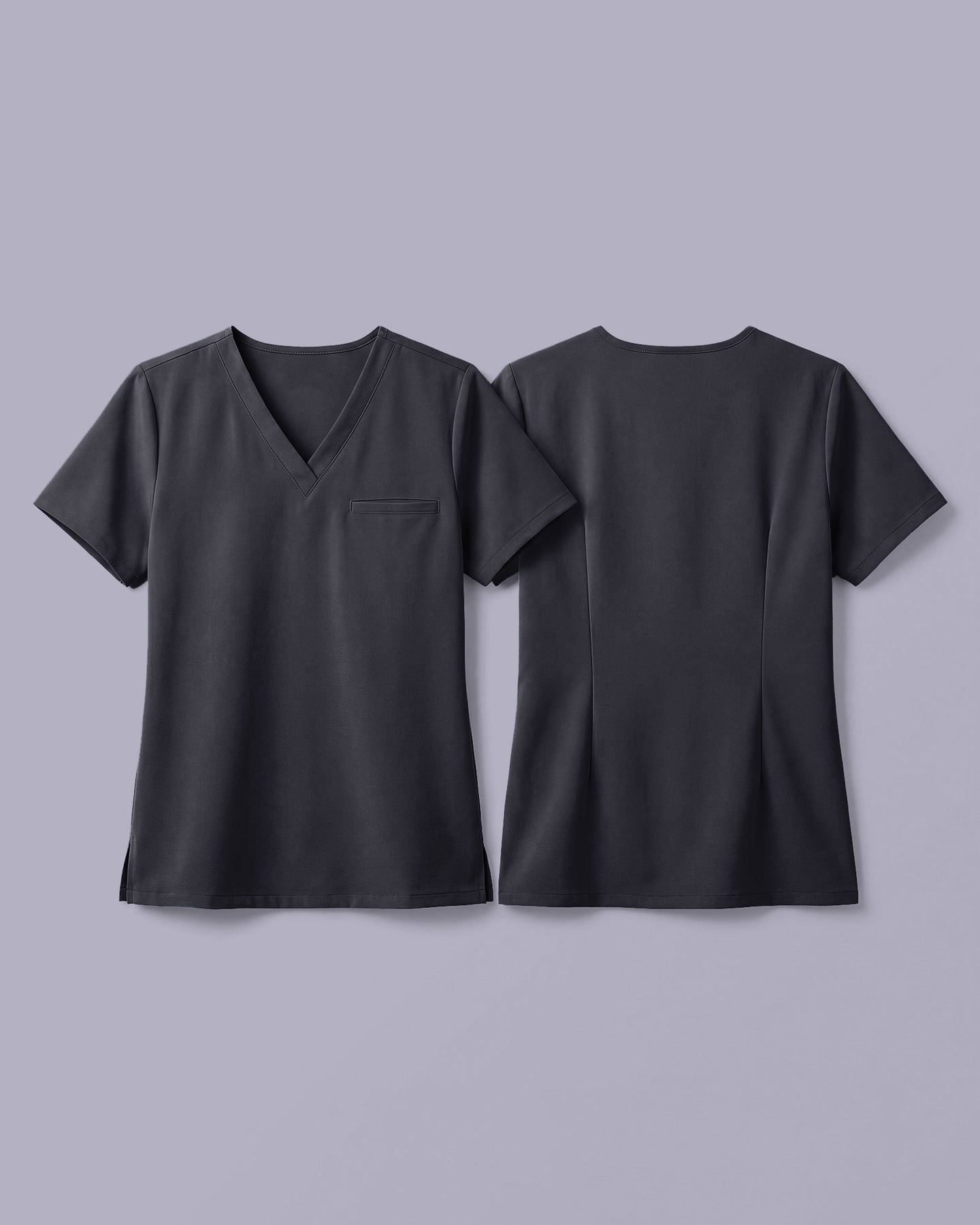 Women's One-Pocket V-neck Scrub Top Pewter - Scrubloop