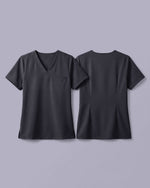 Women's One-Pocket V-neck Scrub Top Pewter - Scrubloop
