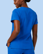 Women's One-Pocket V-neck Scrub Top Royal Blue - Scrubloop