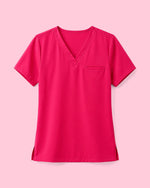 Women's One-Pocket V-neck Scrub Top Sangria - Scrubloop