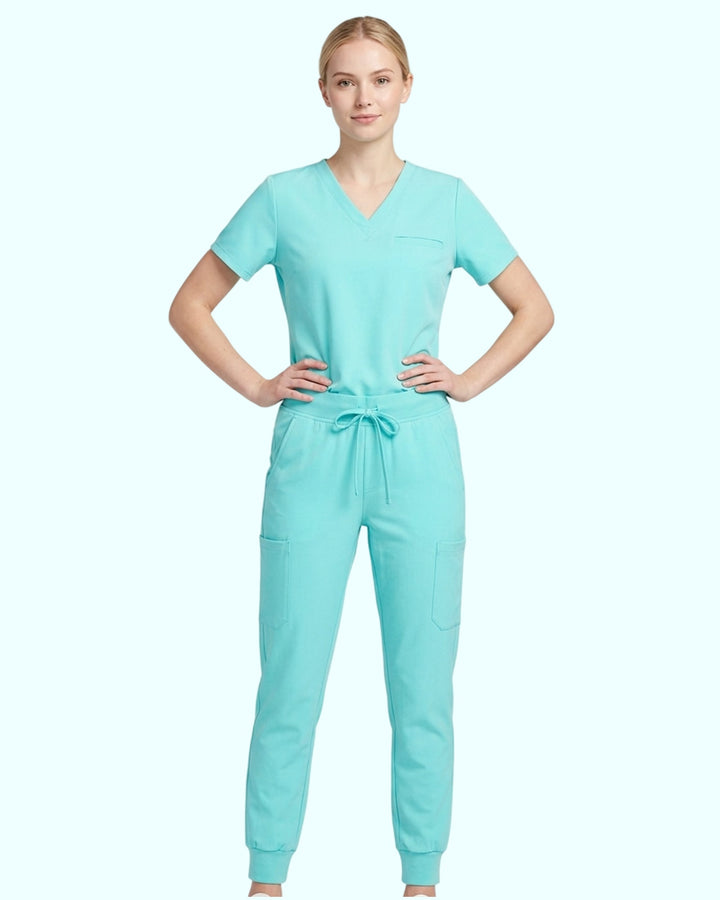 Women's One-Pocket V-neck Scrub Top Surf
