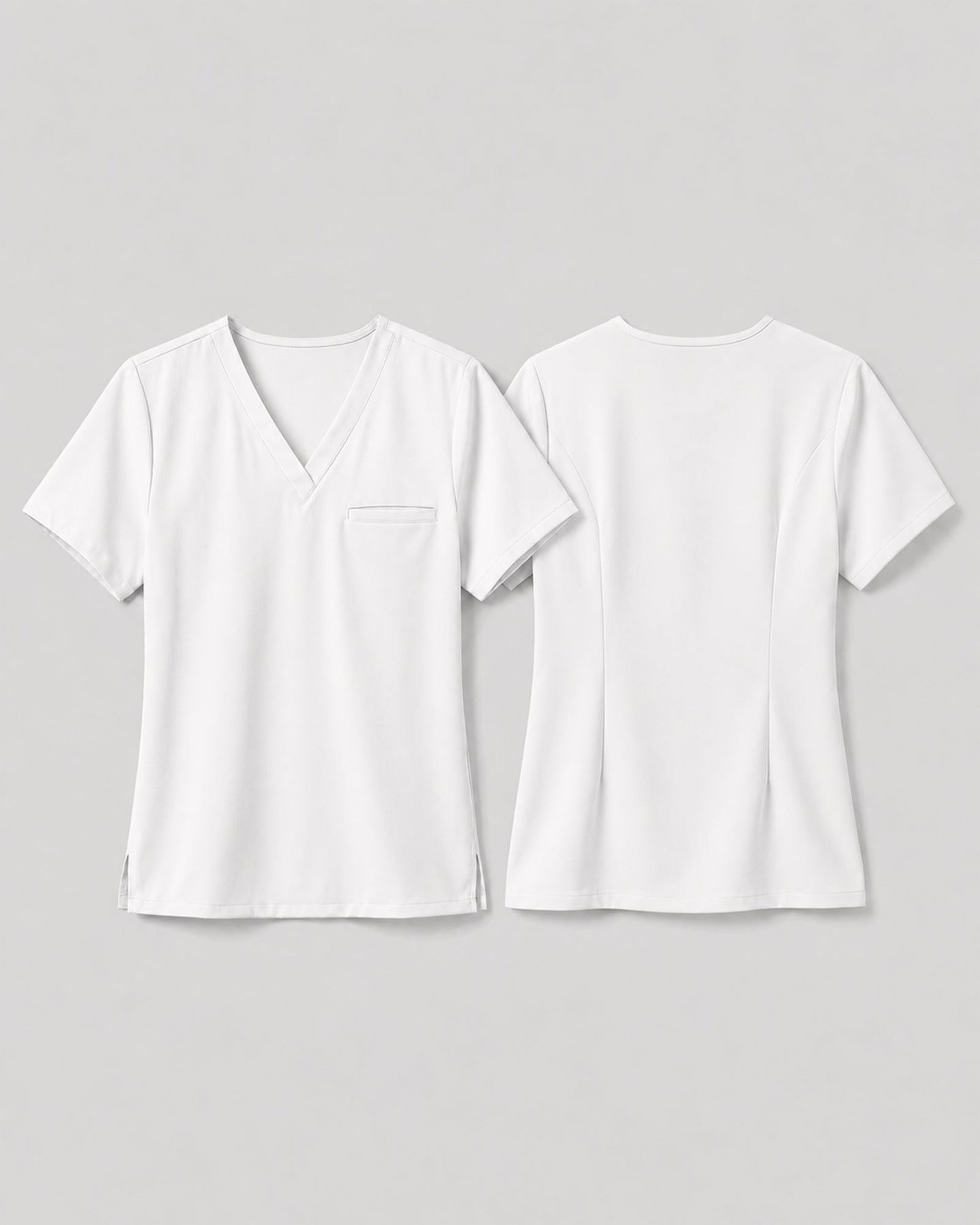 Women's One-Pocket V-neck Scrub Top White - Scrubloop
