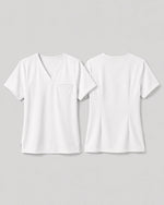Women's One-Pocket V-neck Scrub Top White - Scrubloop