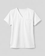 Women's One-Pocket V-neck Scrub Top White - Scrubloop
