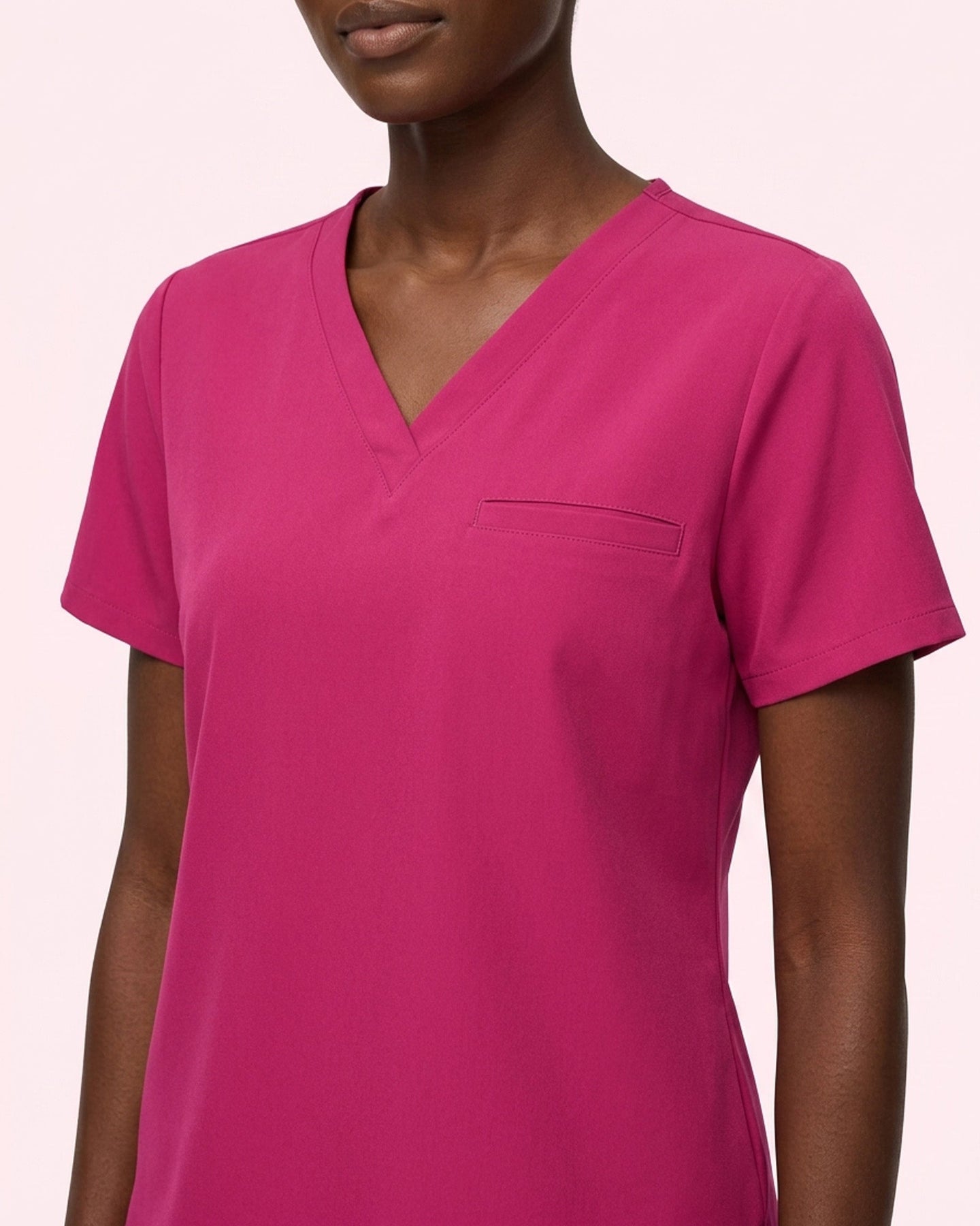 Women's One-Pocket V-neck Scrub Top Wild Berry - Scrubloop