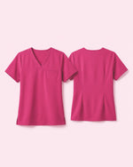 Women's One-Pocket V-neck Scrub Top Wild Berry - Scrubloop
