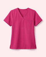 Women's One-Pocket V-neck Scrub Top Wild Berry - Scrubloop