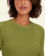 Women's Ribbed Long-Sleeve Underscrub Avocado - Scrubloop