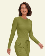 Women's Ribbed Long-Sleeve Underscrub Avocado - Scrubloop