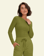 Women's Ribbed Long-Sleeve Underscrub Avocado - Scrubloop