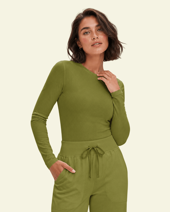 Women's Ribbed Long-Sleeve Underscrub Avocado